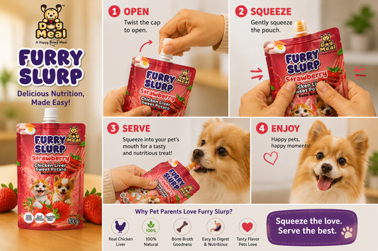 Dog Meal Furry Slurp Assorted Pack 12, Hydration with Nutrition Treat for Cats and Dogs, Real Chicken Bone Broth, Alphonso Mango, Coconut, Strawberry, Watermelon, 100g Each