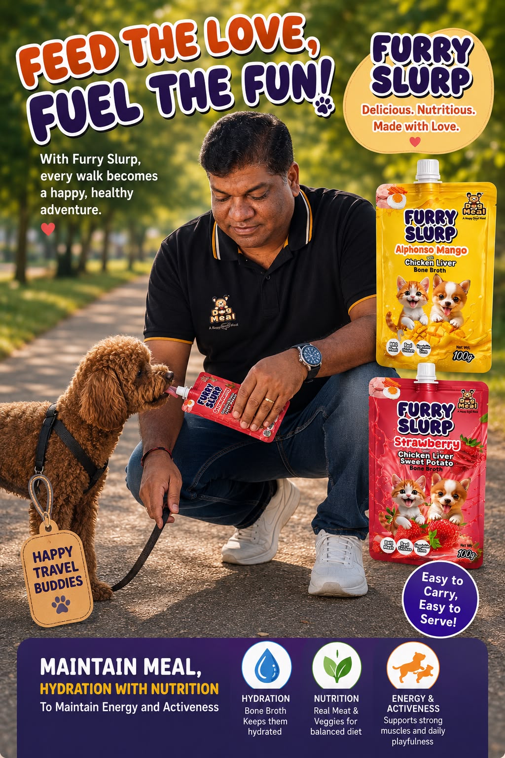 Dog Meal Best Creamy Furry Slurp for Cats with 80% Real Meat | Bone Broth for Pets | Healthy Pet Meal Topper | Dog Hydration Food | Cat Hydration Food | Assorted Pack of 6