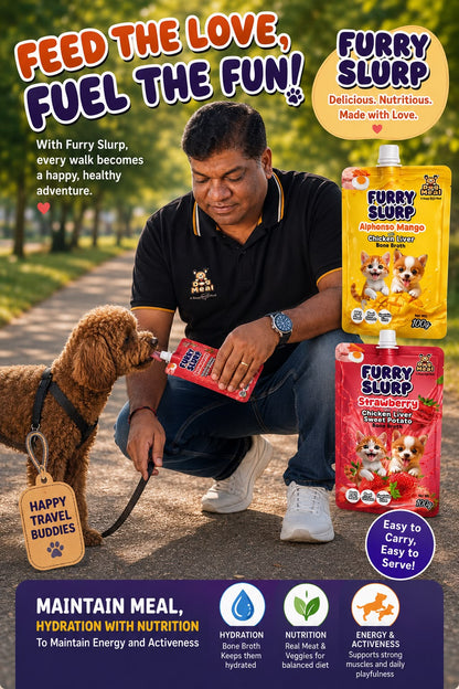 Dog Meal Best Creamy Furry Slurp for Cats with 80% Real Meat | Bone Broth for Pets | Healthy Pet Meal Topper | Dog Hydration Food | Cat Hydration Food | Assorted Pack of 6