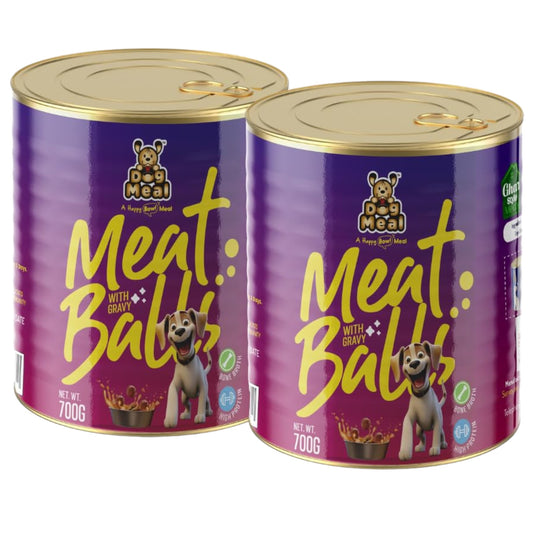 Dog Meal Meat Balls with Gravy 700gm (Pack of 2 Cans)