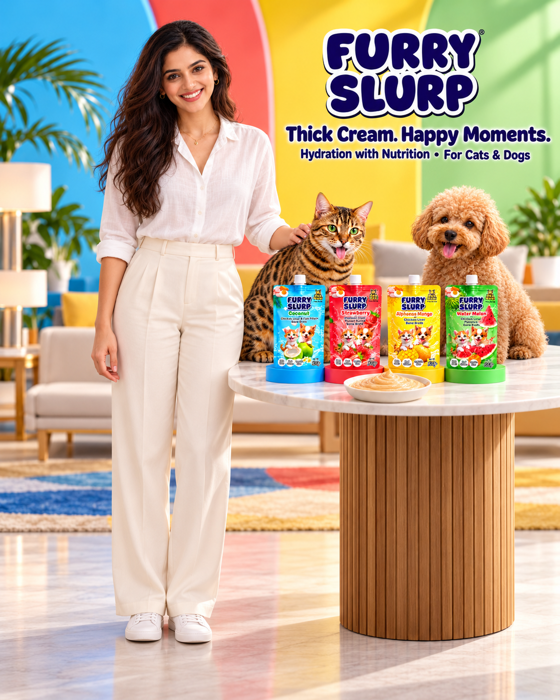 Creamy Furry Slurp Coconut with Chicken Liver & Fish Fillet— Pack of 6 — A+ Content Image 1