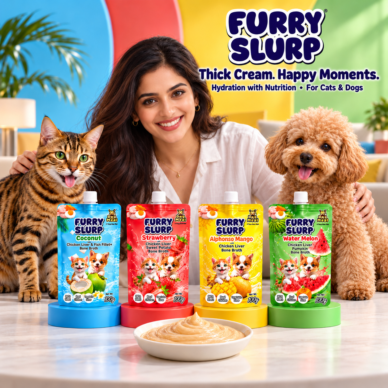 Creamy Furry Slurp Coconut with Chicken Liver & Fish Fillet— Pack of 6 — A+ Content Image 3
