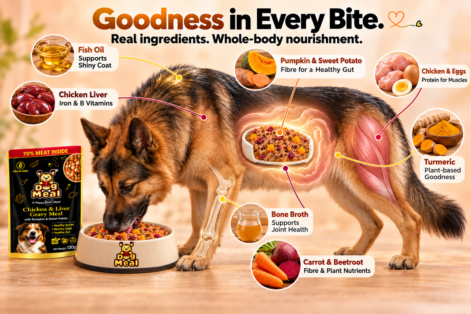 Chicken  Liver Gravy Meal with Sweet Potato & Pumpkin — 12 × 130g — A+ Content Image 1