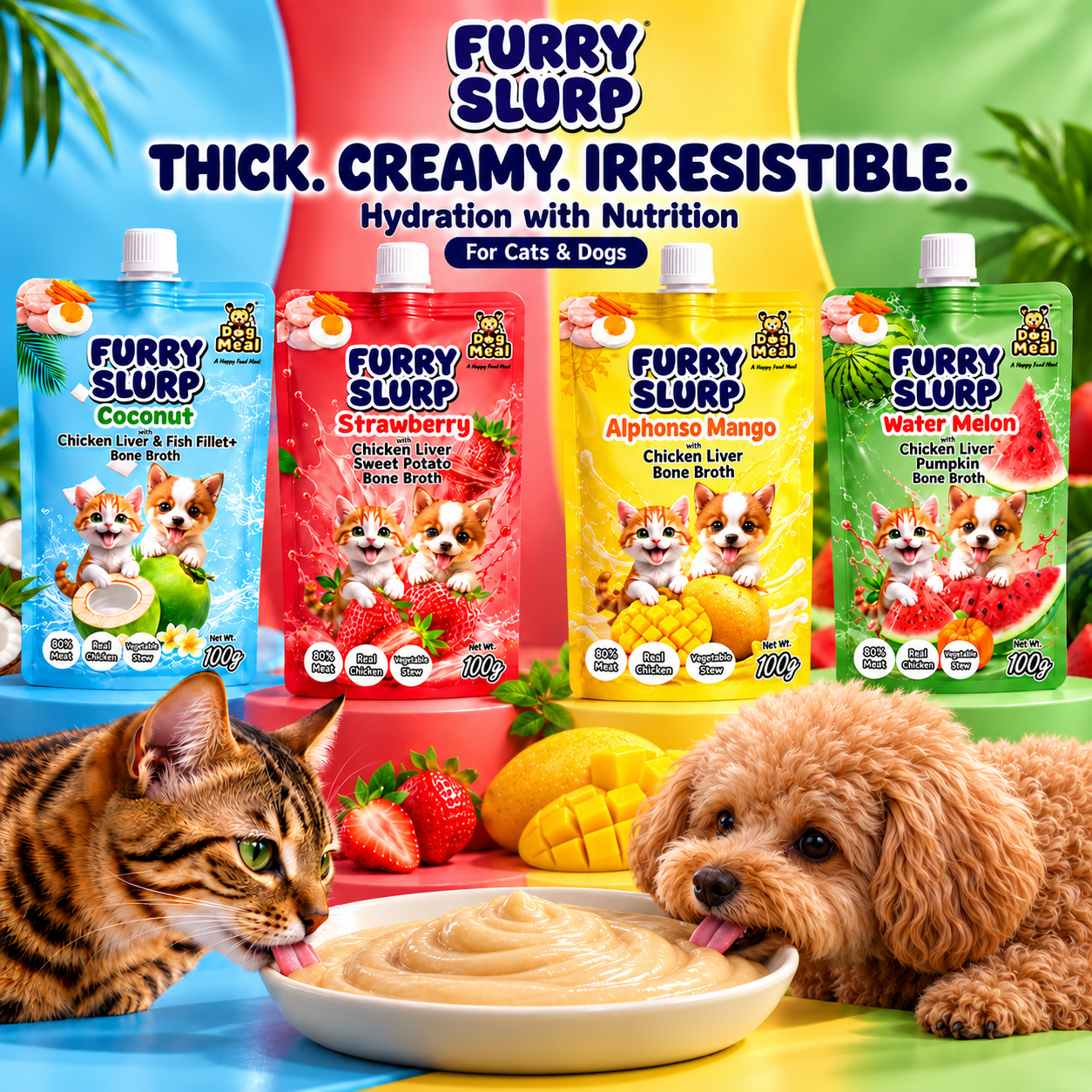 Creamy Furry Slurp Watermelon  with Chicken Liver & Pumpkin — Pack of 6 — A+ Content Image 1