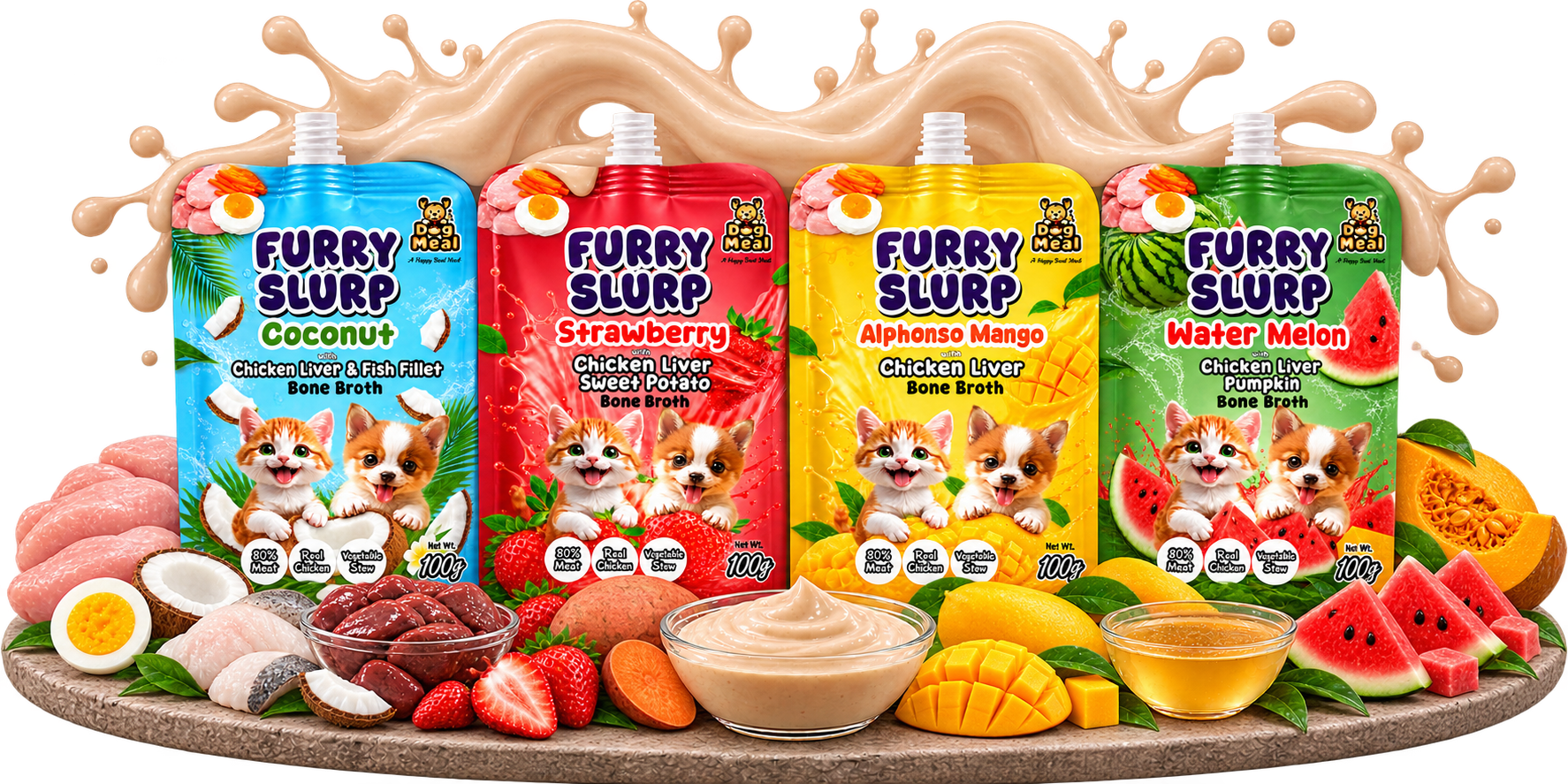 Creamy Furry Slurp Coconut with Chicken Liver & Fish Fillet— Pack of 6 — A+ Content Image 2